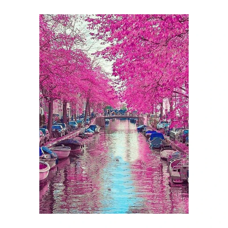 5D DIY diamond embroidery Autumn lake landscape diamond painting Cross Stitch full drill Rhinestone mosaic decoration