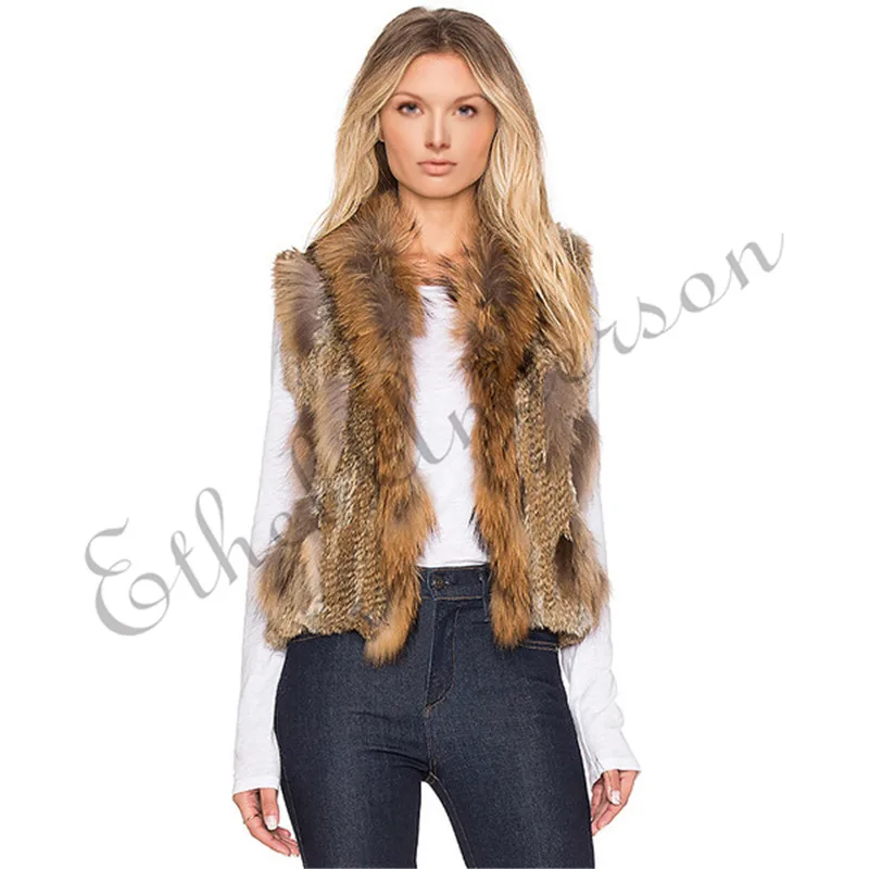 Women Rabbit Fur Waistcoats Natural Knitted Rabbit Fur Vests and Real Raccoon Fur Collar Fashion Rabbit Fur Vest colete feminino
Women Rabbit Fur Waistcoats Natural Knitted Rabbit Fur Vests and Real Raccoon Fur Collar Fashion Rabbit Fur Vest colete feminino