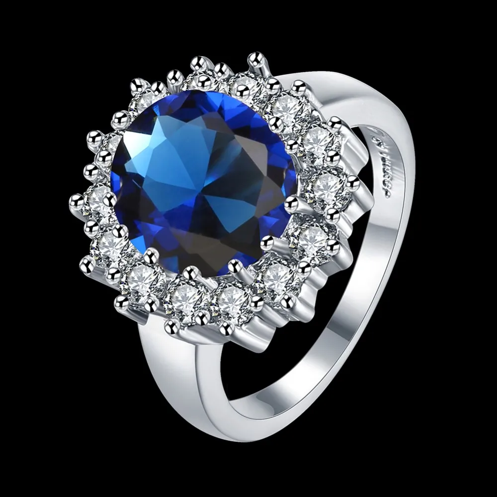 Kate Princess Diana William 2.5ct синее обручальное свадебное кольцо для женщин Love Lady комплект