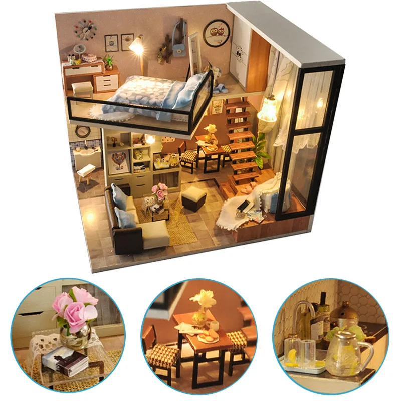 DIY Doll House Furniture Dolls Toys Miniature Dollhouse With LED Light 3D Wooden Mini House Handmade Toys For Children TD16 #E
DIY Doll House Furniture Dolls Toys Miniature Dollhouse With LED Light 3D Wooden Mini House Handmade Toys For Children TD16 #E