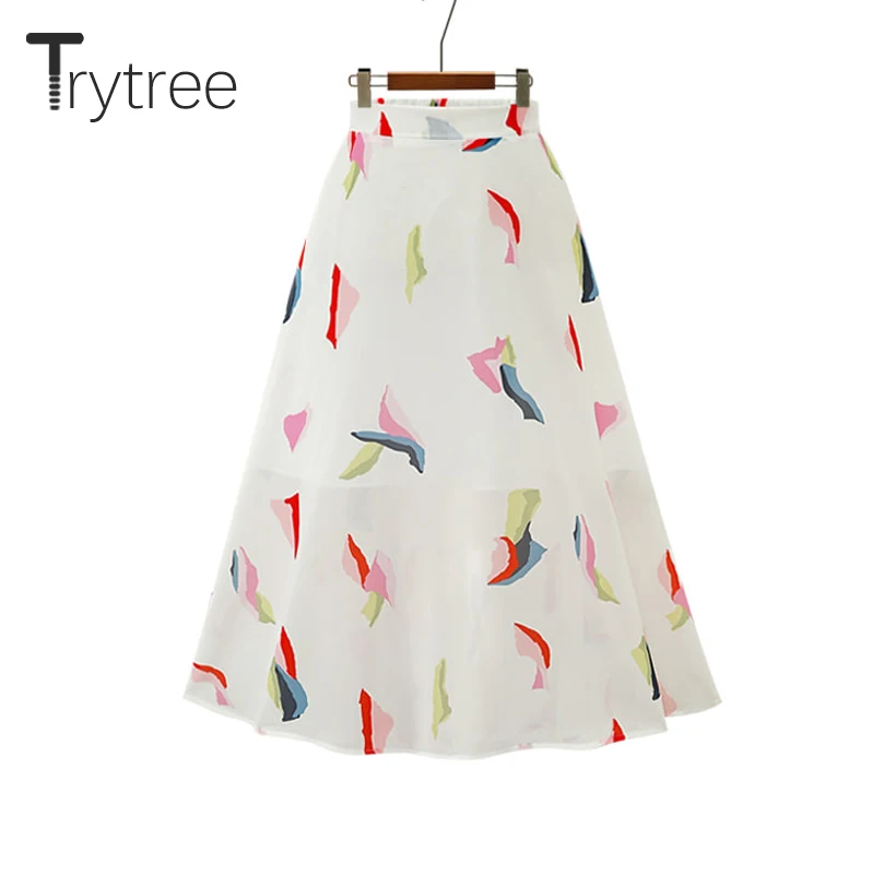 Trytree Summer Autumn women skirt Casual Print Polyester Chiffon Black White Elastic Waist Skirt Fashion Mid-Calf Light skirts
Trytree Summer Autumn women skirt Casual Print Polyester Chiffon Black White Elastic Waist Skirt Fashion Mid-Calf Light skirts