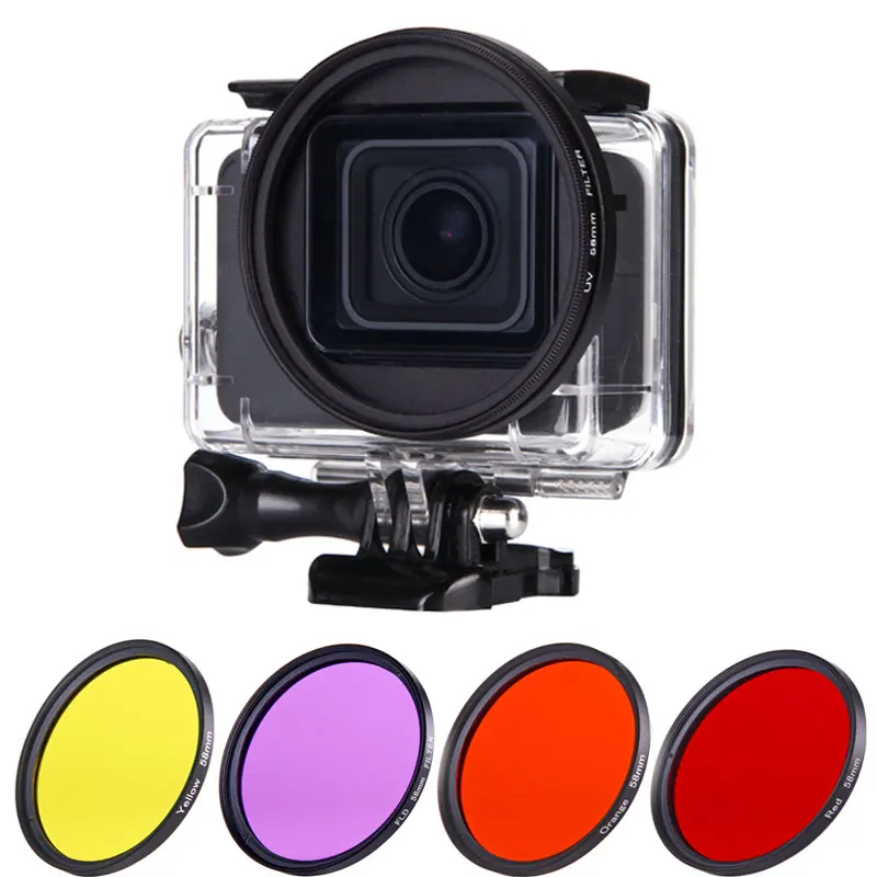 58mm UV/Red/Yellow/Purple/Orange Color Filter +Lens Cap+ Adapter Ring for gopro Hero 5 Waterproof Housing Case
58mm UV/Red/Yellow/Purple/Orange Color Filter +Lens Cap+ Adapter Ring for gopro Hero 5 Waterproof Housing Case