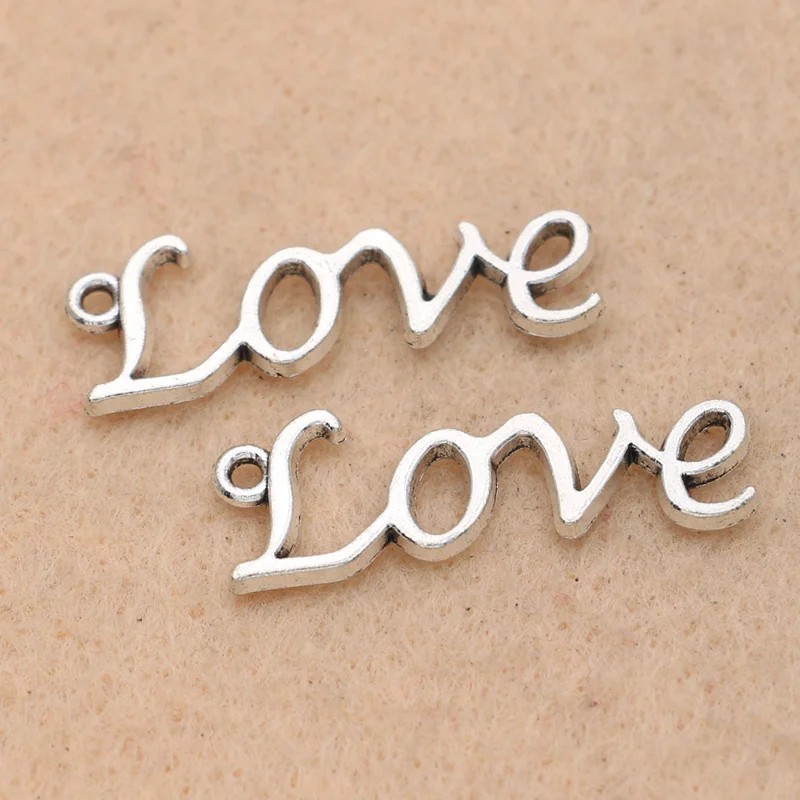 Love Hollow Word Charm подвеска подходит для браслета ожерелье тибетское посеребренное