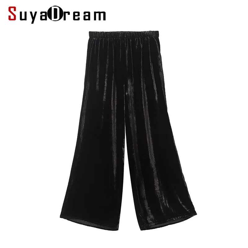 Women Wide leg pants 100%Silk Velvet Side pockets Black Loose Casual long pants 2017 Fall Winter New
Women Wide leg pants 100%Silk Velvet Side pockets Black Loose Casual long pants 2017 Fall Winter New