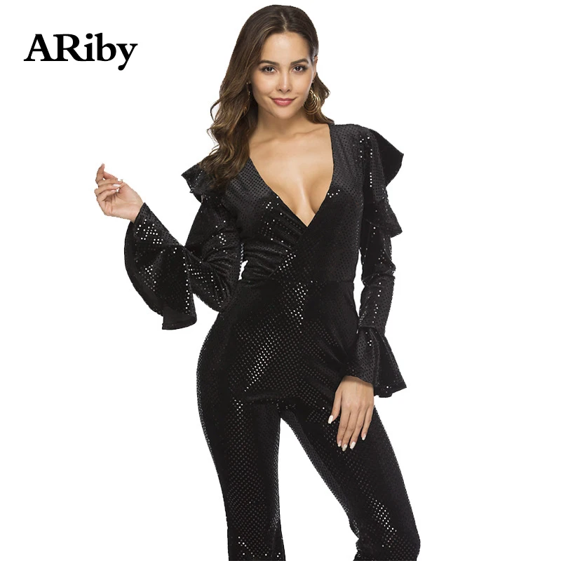 2019 Spring New Sexy Fashion Women Jumpsuits Deep V Collar Long Sleeve Black Boot Cut Long Tight Sequin Rompers Womens Jumpsuit
2019 Spring New Sexy Fashion Women Jumpsuits Deep V Collar Long Sleeve Black Boot Cut Long Tight Sequin Rompers Womens Jumpsuit