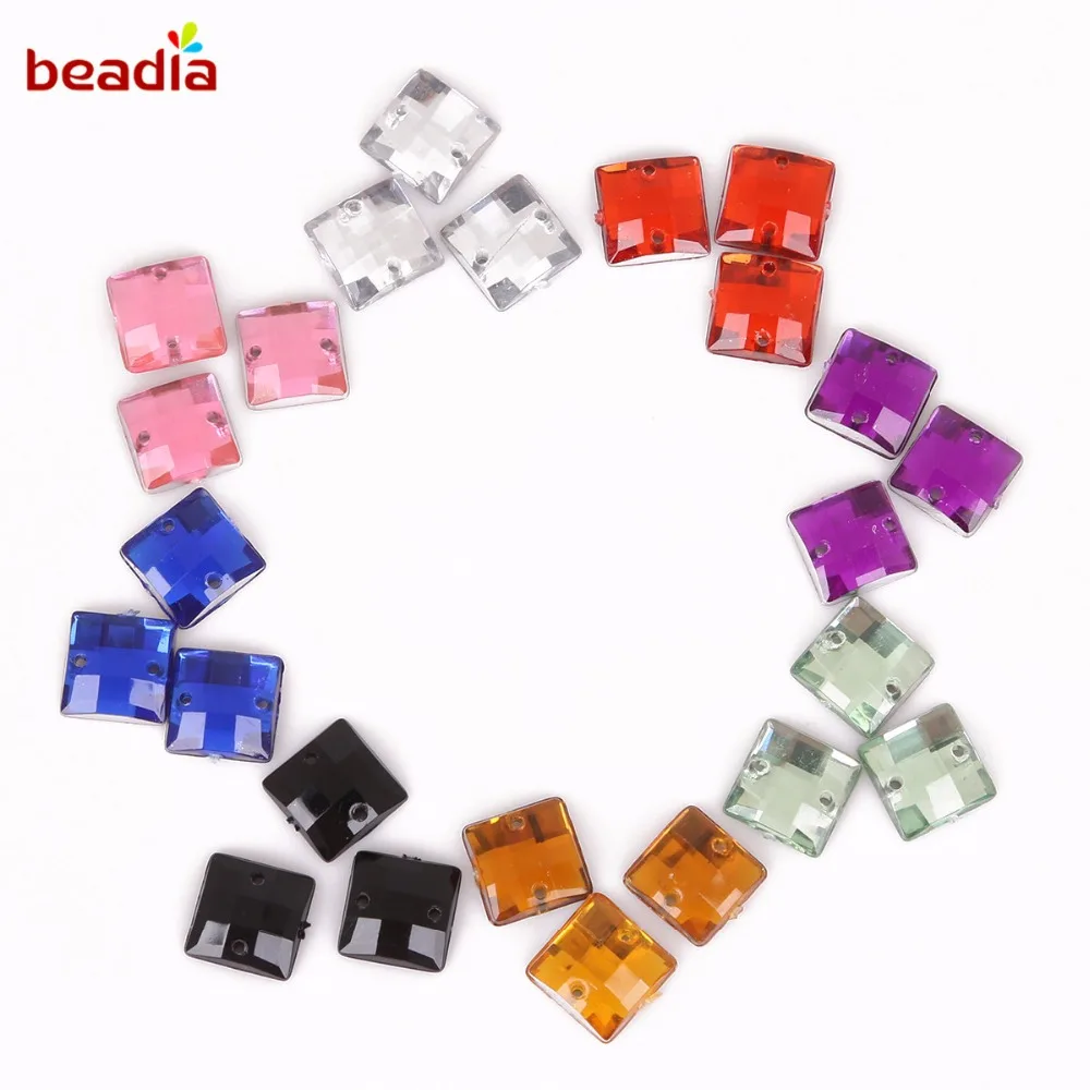 Square Shape Lucency Crystal Stone 2 Holes Sew On Rhinestones 8*8mm