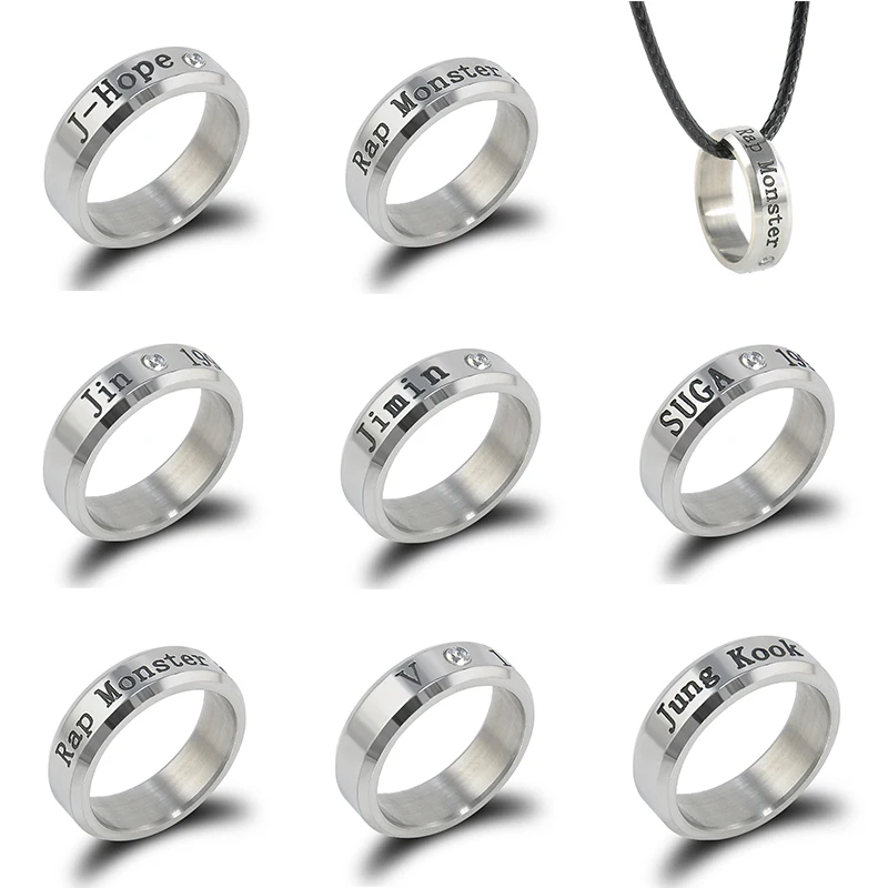 Kpop Letters "Rap Monster" "J-HOPE" "V" etc 18mm Personalize Titanium Ring for Men Women Steel Casual Bangtan Boys Jewelry
Kpop Letters "Rap Monster" "J-HOPE" "V" etc 18mm Personalize Titanium Ring for Men Women Steel Casual Bangtan Boys Jewelry