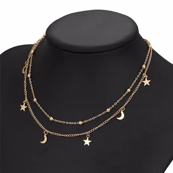 Vintage Gold Color Star Moon Tassel Necklace & Pendant Fashion Double Layer Chain Chokers Necklace for Women Bohemian Jewelry
Vintage Gold Color Star Moon Tassel Necklace & Pendant Fashion Double Layer Chain Chokers Necklace for Women Bohemian Jewelry