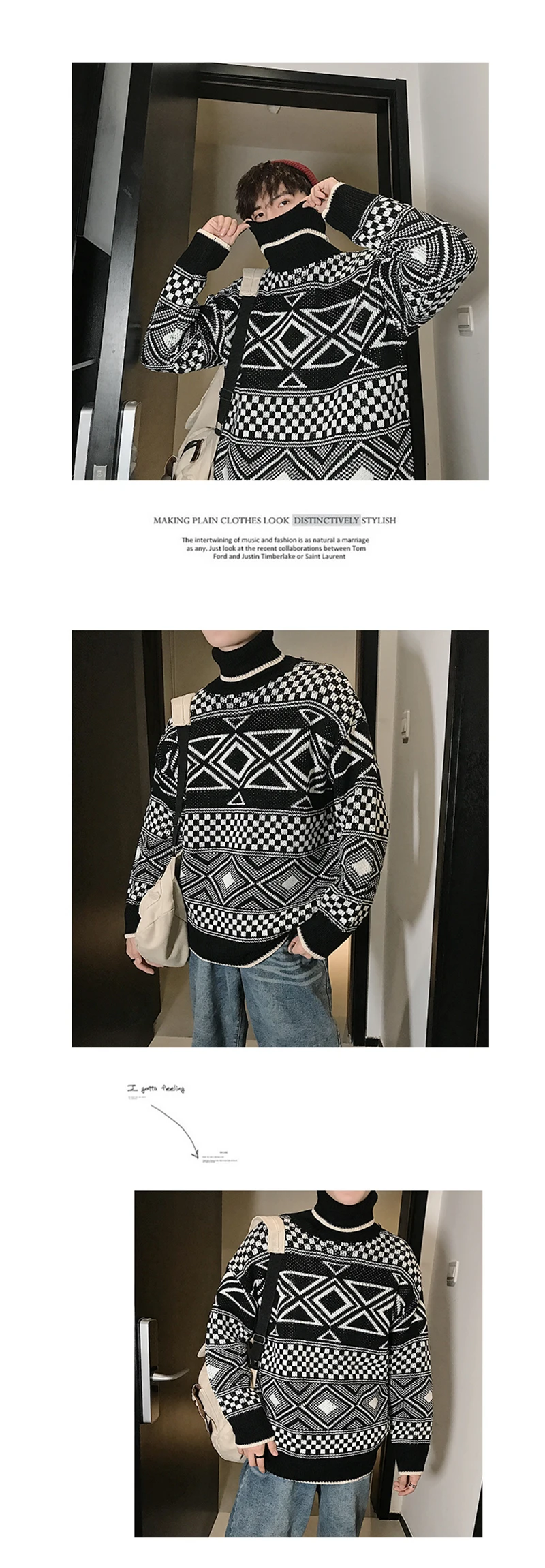 Korean Turtleneck Sweater Men Pullover (8)