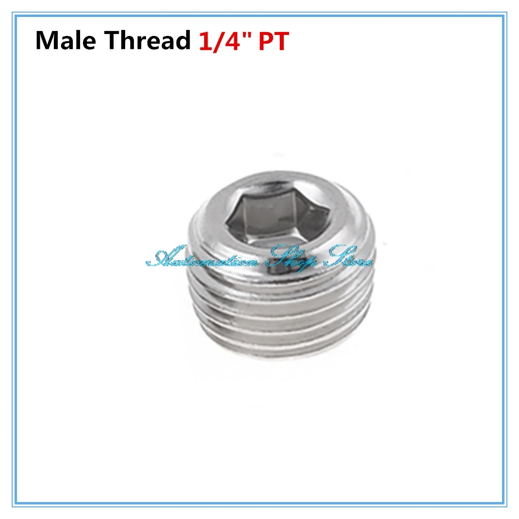 

5pcs Silver Tone Pneumatic plug 1/4" PT Male Thread Dia Internal Hex Socket Head Pipe Plug Fitting Connector