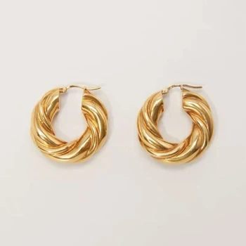 Fashion Runway Show Twist Hoop Earrings Minimalist Jewelry For Women Fancy Brand Design High Quality Gold Color Round Earrings
Fashion Runway Show Twist Hoop Earrings Minimalist Jewelry For Women Fancy Brand Design High Quality Gold Color Round Earrings