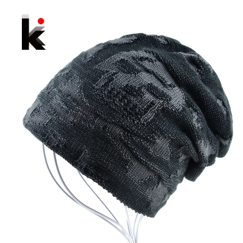 Мужская Вязаная Шерстяная Шапка s skullies толстая бархатная шапка в стиле хип хоп с