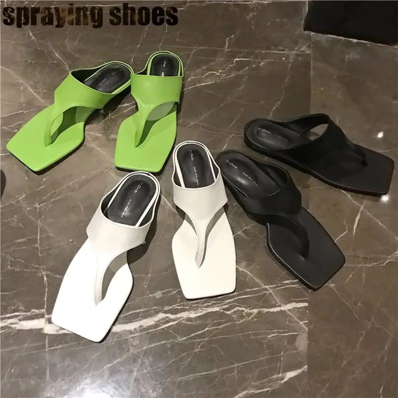 Fashion Square Toe Women Flat Slippers Neon Green/Black/White PU Leather Slides Sexy Lady Flip Flops Summer Beach Sandals Shoes
Fashion Square Toe Women Flat Slippers Neon Green/Black/White PU Leather Slides Sexy Lady Flip Flops Summer Beach Sandals Shoes