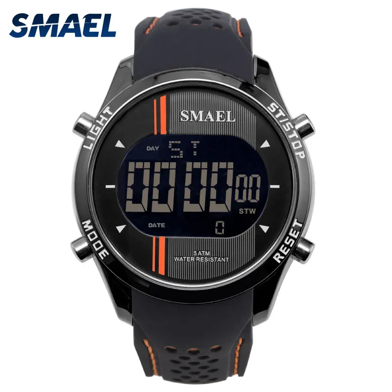 SMAEL светодиодные цифровые наручные часы Мужские кварцевые спортивные черные Смарт модные крутые мужские