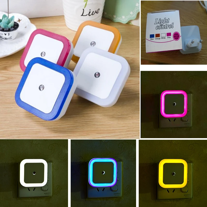Light Sensor AUTO Control Mini Night Light EU Plug Novelty Square Baby kids Bedroom lamp Romantic Colorful Lights
Light Sensor AUTO Control Mini Night Light EU Plug Novelty Square Baby kids Bedroom lamp Romantic Colorful Lights