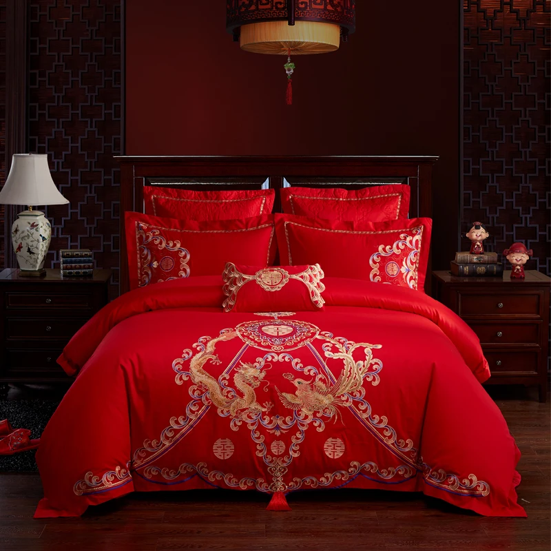 100% Cotton luxury Chinese Wedding Bedding Set Embroidery Duvet Cover set Bed Sheet Pillowcases Queen King Size 4/6/7pcs
100% Cotton luxury Chinese Wedding Bedding Set Embroidery Duvet Cover set Bed Sheet Pillowcases Queen King Size 4/6/7pcs