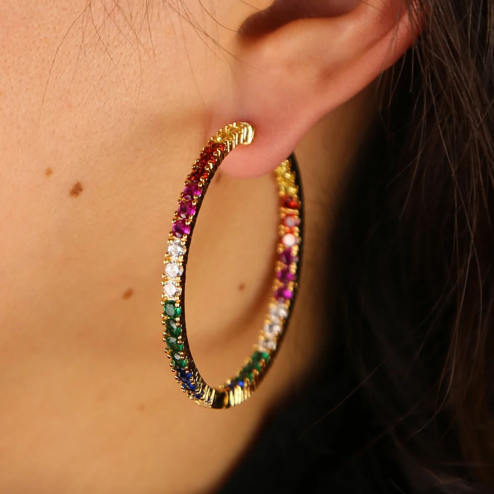 New styles top quality delicate colorful cz hoop multi color stone romantic gorgeous women ladies rainbow hoop wedding earring
New styles top quality delicate colorful cz hoop multi color stone romantic gorgeous women ladies rainbow hoop wedding earring