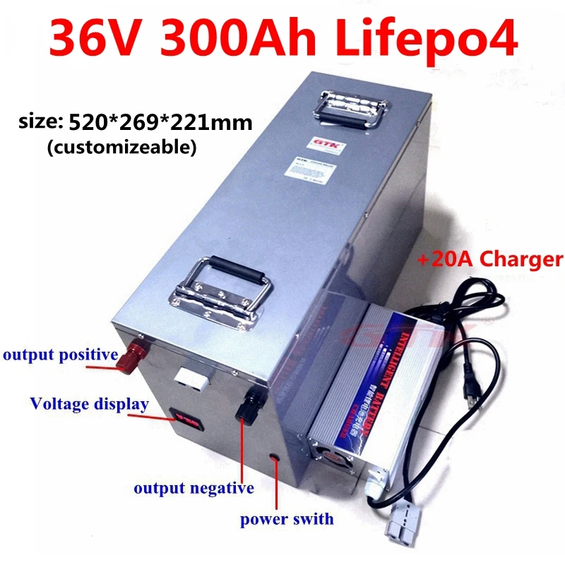 Steel case LiFepo4 36V 250Ah 260Ah 300Ah lithium battery with BMS for trolling motor boat solar system motorhomeRV+20A charger
Steel case LiFepo4 36V 250Ah 260Ah 300Ah lithium battery with BMS for trolling motor boat solar system motorhomeRV+20A charger