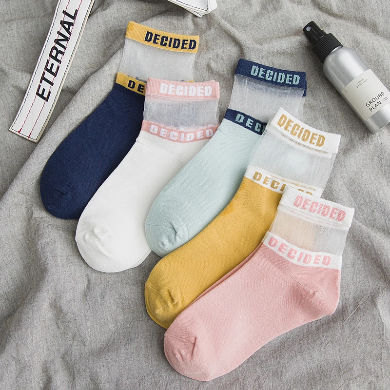 SP&CITY 5 Pairs Summer Transparent Letter Patterned Socks Women Hollow Out Cotton Short Socks Thin Casual Ankle Socks Female
SP&CITY 5 Pairs Summer Transparent Letter Patterned Socks Women Hollow Out Cotton Short Socks Thin Casual Ankle Socks Female