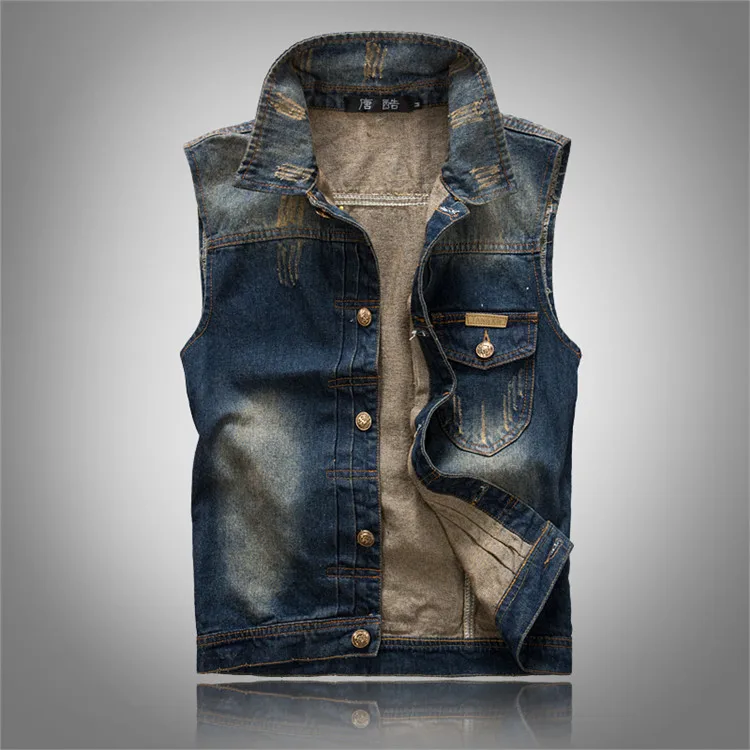 Free shipping Vintage Denim Motorcycle Vest Men Ripped hole jean Waistcoat Slim Sleeveless Colete Masculino M-3XL
Free shipping Vintage Denim Motorcycle Vest Men Ripped hole jean Waistcoat Slim Sleeveless Colete Masculino M-3XL