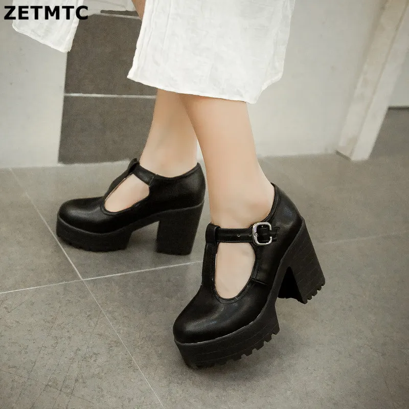 2018 Fashion Women Pumps Round Toe T-starp Buckle Female Single Shoes Thick Heels Platform Women Shoes Plus Size33- 43
2018 Fashion Women Pumps Round Toe T-starp Buckle Female Single Shoes Thick Heels Platform Women Shoes Plus Size33- 43