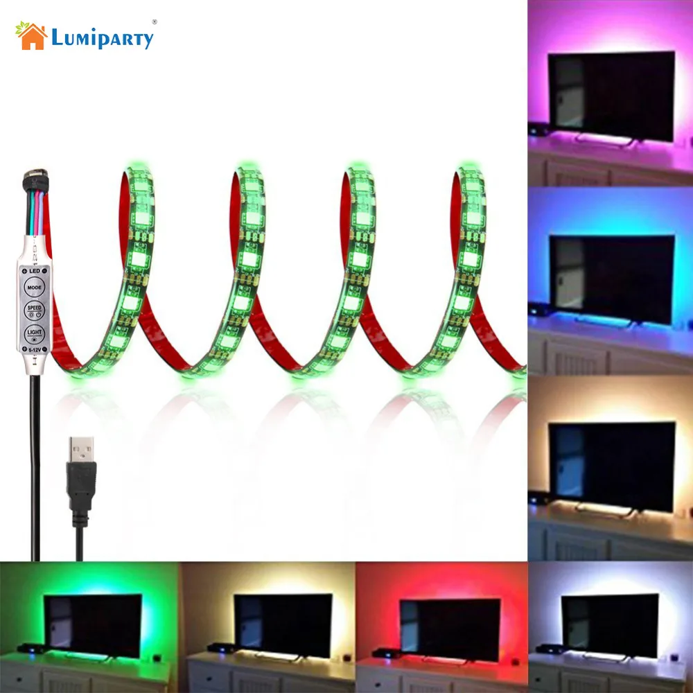LumiParty Новый RGB USB СВЕТОДИОДНЫЙ светильник в полоску водонепроницаемая лампа 5 SMD5050
