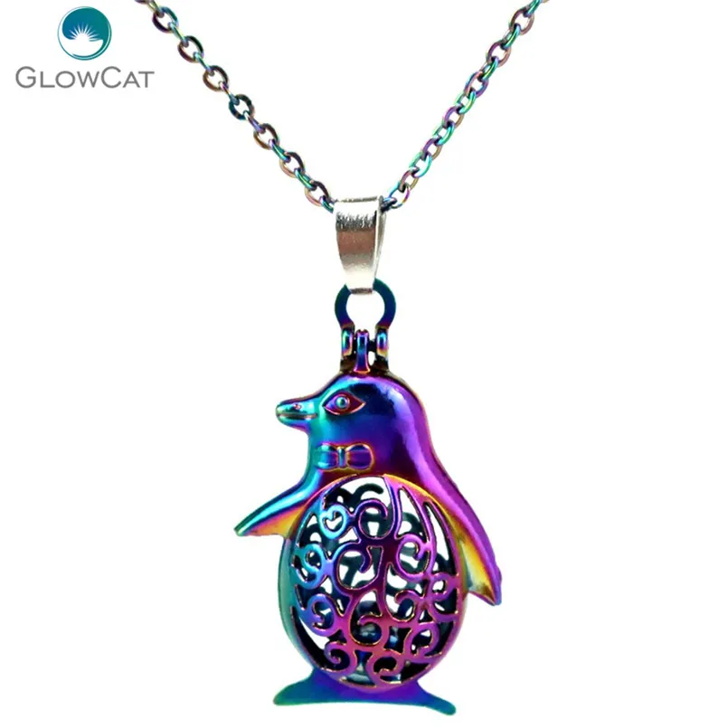 C125 Rainbow Color Magnetic Penguin Cage Pendant Aroma Essential Oil Diffuser Locket Necklace
C125 Rainbow Color Magnetic Penguin Cage Pendant Aroma Essential Oil Diffuser Locket Necklace