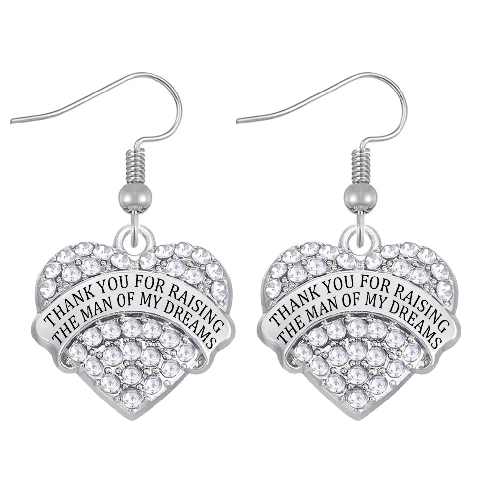 Delicate rhinestone crystal heart pendant earrings thank you for raising the man of my dreams information label romantic jewelry
Delicate rhinestone crystal heart pendant earrings thank you for raising the man of my dreams information label romantic jewelry