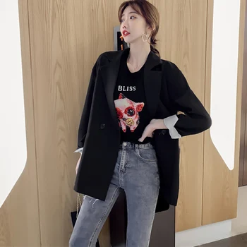 Casual One-button Loose Women Blazer Jacket V-neck Full Sleeve Pockets Chic Female Jacket Outerwear OL Style Blaser femme 2019
Casual One-button Loose Women Blazer Jacket V-neck Full Sleeve Pockets Chic Female Jacket Outerwear OL Style Blaser femme 2019