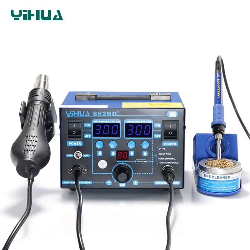 Free shipping High Power YIHUA 862BD+ Hot Air Gun Soldering Station With Imported Heater Used For Phone Repair And Solder
Free shipping High Power YIHUA 862BD+ Hot Air Gun Soldering Station With Imported Heater Used For Phone Repair And Solder