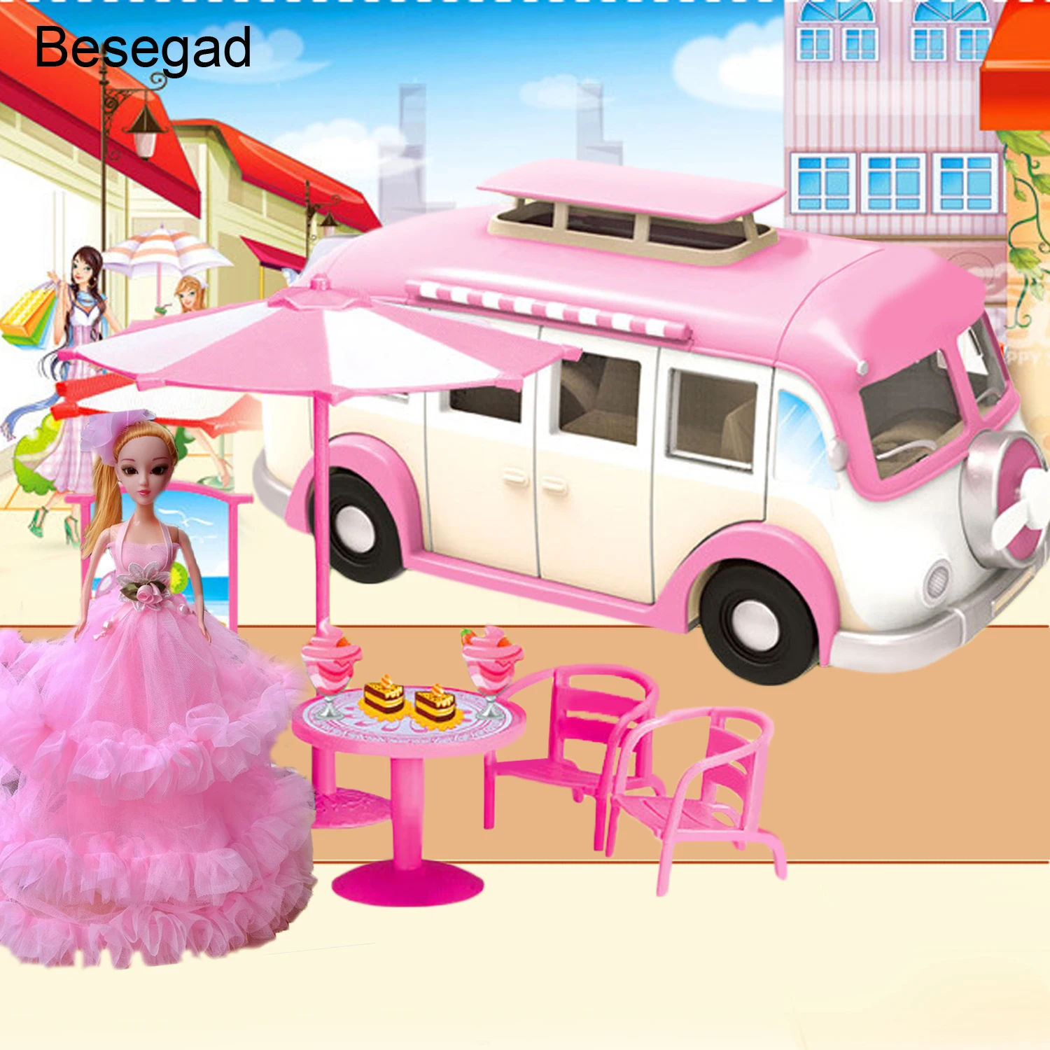a barbie camper car