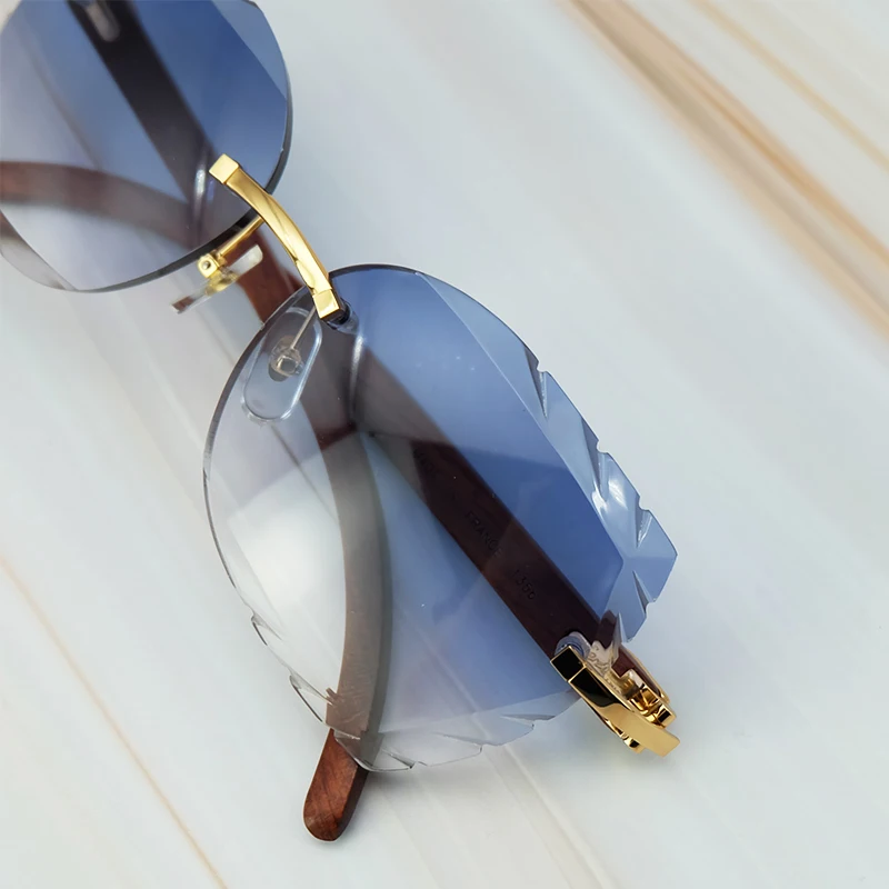Rimless 3mm Thick Gradient Blue Lens Square Designer Brand Name Carter Sunglasses Wholesale Maroon Wood Sun Glass Wooden Shade (8)