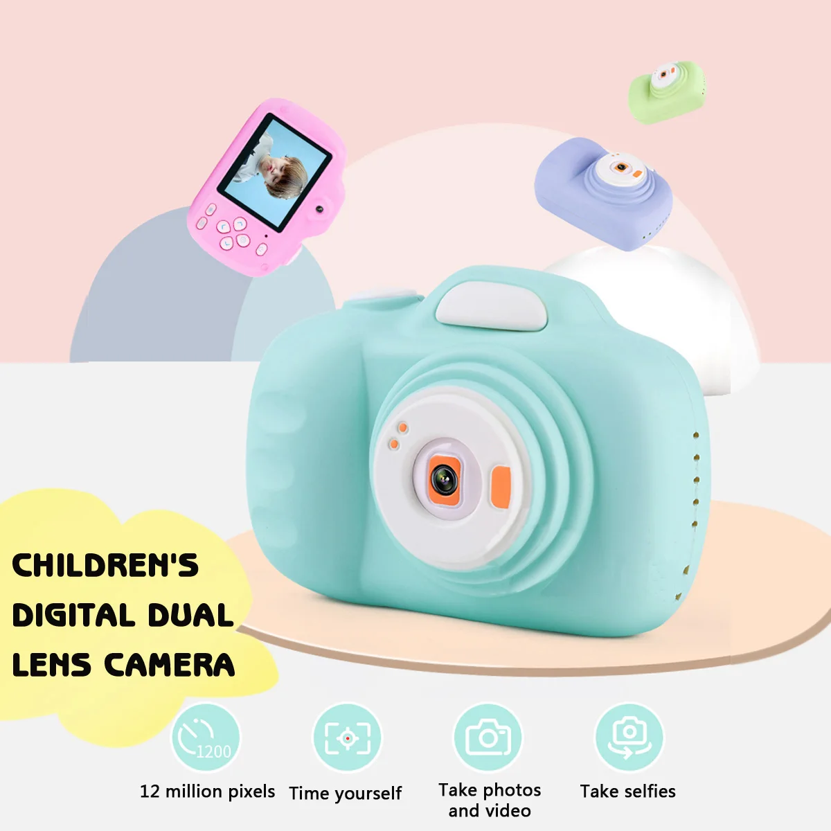 Child Digital Camera Double Lens Cartoon Mini Digital camera HD Shooting Autofocus with 16g Memory Card Reader
Child Digital Camera Double Lens Cartoon Mini Digital camera HD Shooting Autofocus with 16g Memory Card Reader