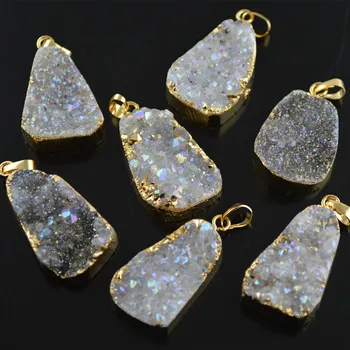 White AB Color Plating Natural Gray Druzy Stone Freeform Slab Pendants Fashion Women Jewelry 5pc/lot
White AB Color Plating Natural Gray Druzy Stone Freeform Slab Pendants Fashion Women Jewelry 5pc/lot