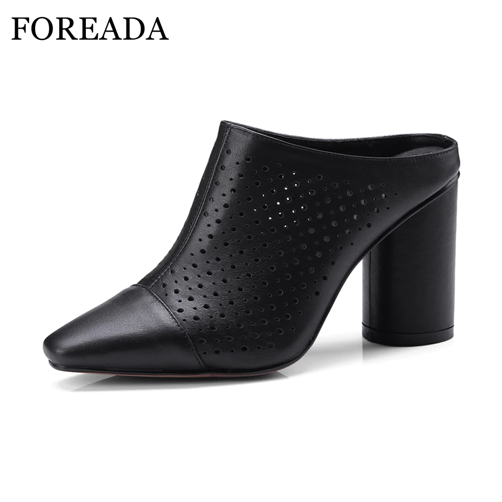 FOREADA Genuine Leather Women Shoes Sexy Chunk High Heels Pumps Cut Out Shoes Mules 2018 Spring Black Slip On Shoes Female White
FOREADA Genuine Leather Women Shoes Sexy Chunk High Heels Pumps Cut Out Shoes Mules 2018 Spring Black Slip On Shoes Female White