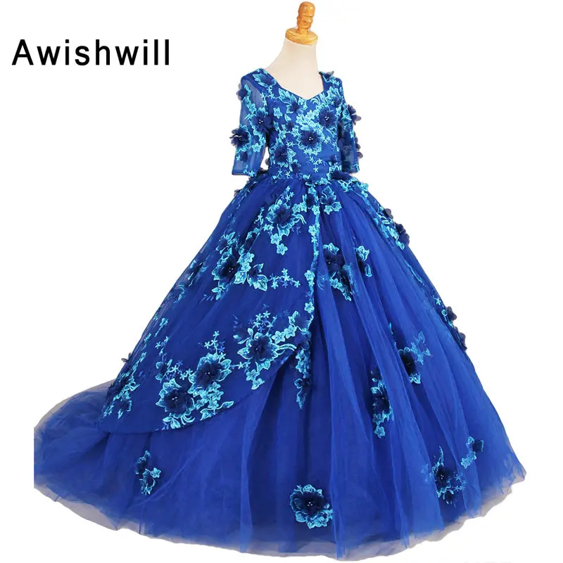girls blue ball gown