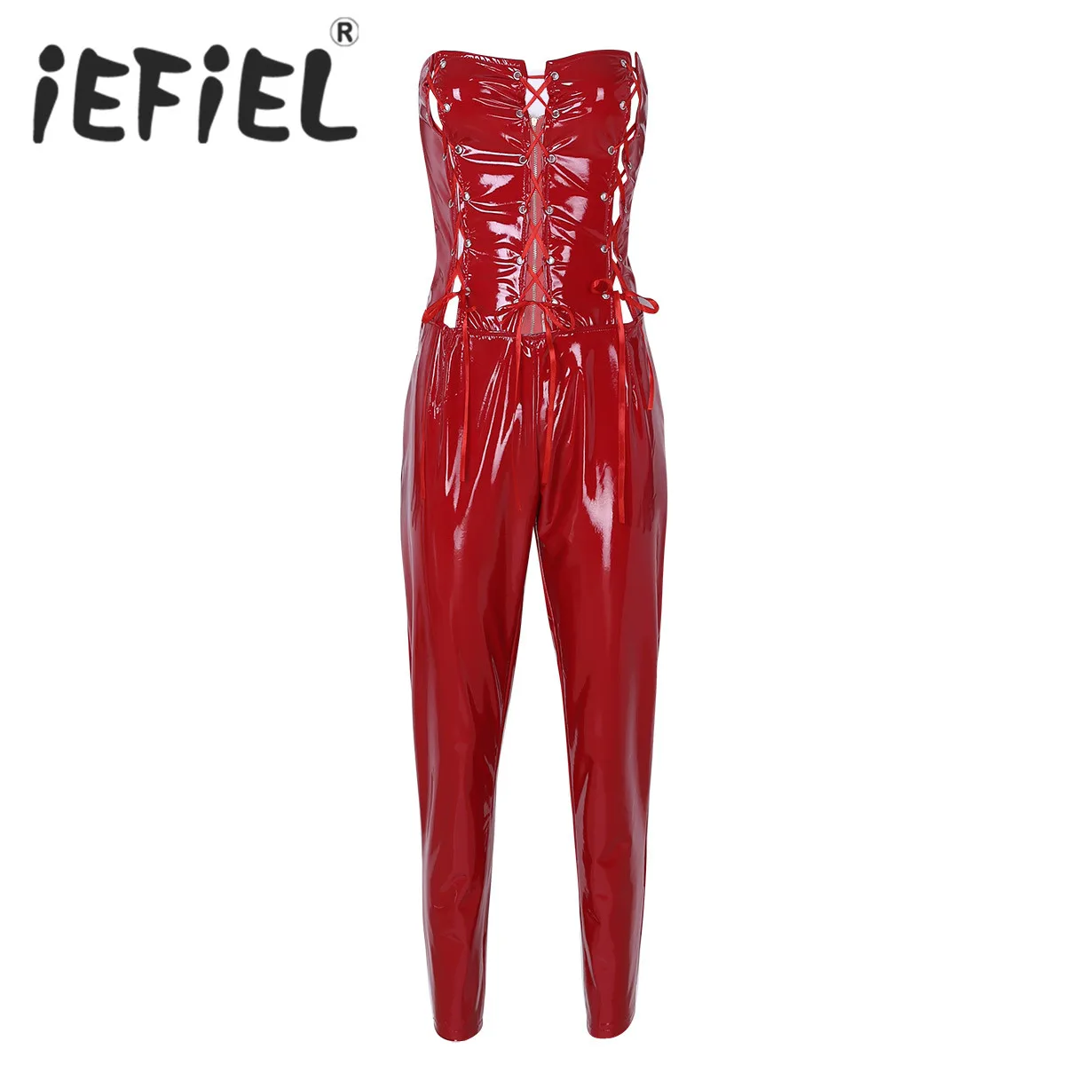 Newest Fashion Sexy Women Girls Wet Look PU Leather Strapless Bandage Front Lace up Back Zipper Leotard Bodysuit Jumpsuit Romper
Newest Fashion Sexy Women Girls Wet Look PU Leather Strapless Bandage Front Lace up Back Zipper Leotard Bodysuit Jumpsuit Romper