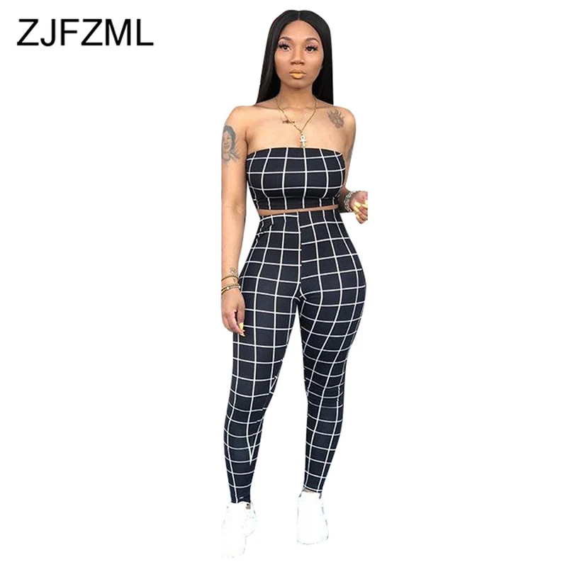 Plaid Print Two Piece Set Summer Clothes For Women Strapless Backless Crop Top+Pencil Long Pants Casual Plus Size Club Outfit
Plaid Print Two Piece Set Summer Clothes For Women Strapless Backless Crop Top+Pencil Long Pants Casual Plus Size Club Outfit