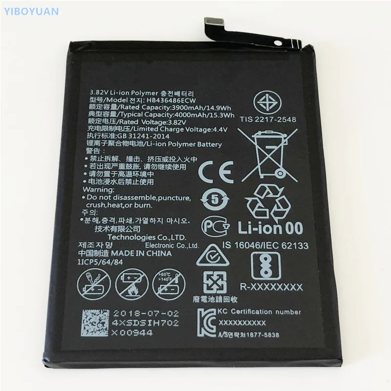3.82V 4000mAh HB436486ECW For Huawei P20 Pro / CLT-AL01 / CLT-L04 / CLT-L09 / CLT-L09C / CLT-L29 / CLT-L29C Battery
3.82V 4000mAh HB436486ECW For Huawei P20 Pro / CLT-AL01 / CLT-L04 / CLT-L09 / CLT-L09C / CLT-L29 / CLT-L29C Battery