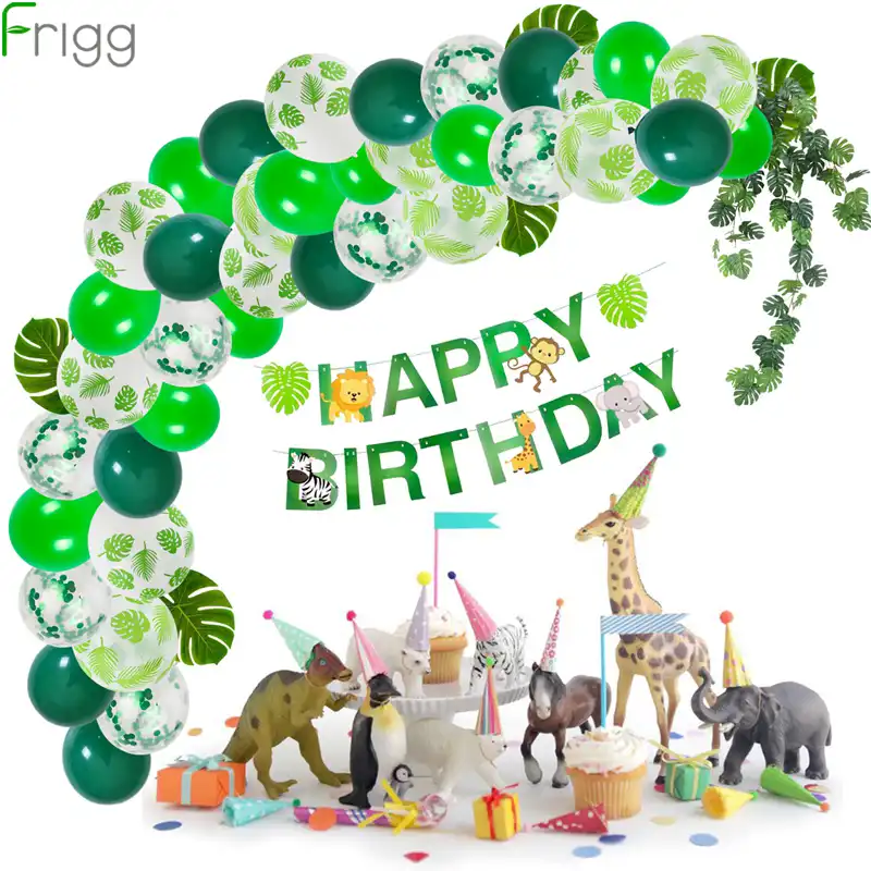 frigg palm leaf tropical party balloons wild one birthday banner