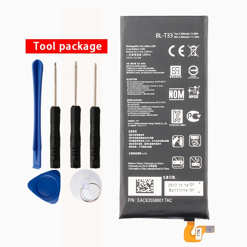 Original High Capacity BL-T33 Battery for LG Q6 M700DSK M700N M700A M700AN 3000mAh
Original High Capacity BL-T33 Battery for LG Q6 M700DSK M700N M700A M700AN 3000mAh