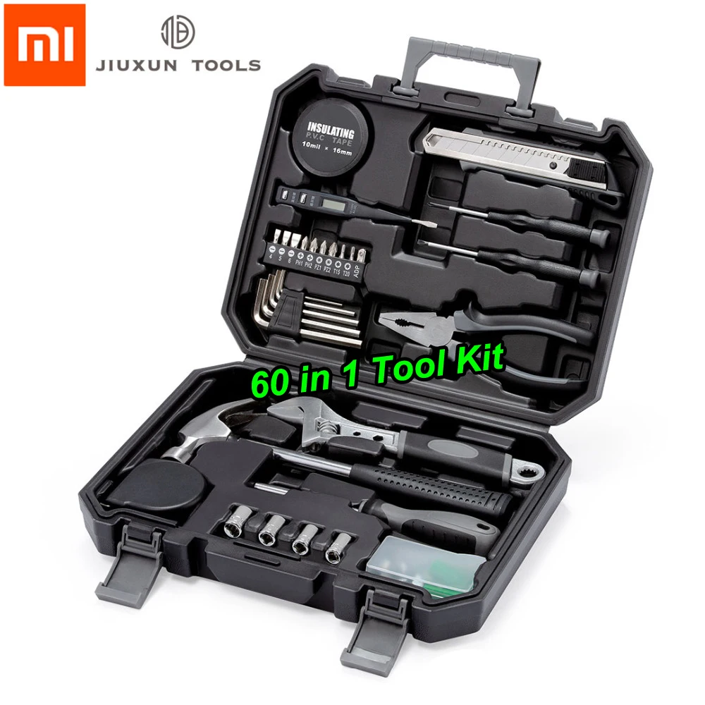 XIAOMI JIUXUN Tool Kit 60/12 in 1 DIY General Household Hand Tool with Screwdriver Wrench Hammer Band Tape Plier Knife ToolBox
XIAOMI JIUXUN Tool Kit 60/12 in 1 DIY General Household Hand Tool with Screwdriver Wrench Hammer Band Tape Plier Knife ToolBox