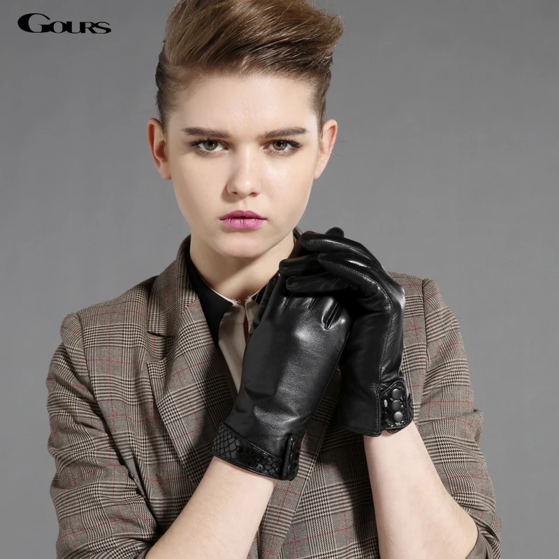 Gours Winter Women's Genuine Leather Gloves Black Goatskin Finger Gloves 2018 New Arrival Fashion Brand Warm Mittens GSL033
Gours Winter Women's Genuine Leather Gloves Black Goatskin Finger Gloves 2018 New Arrival Fashion Brand Warm Mittens GSL033