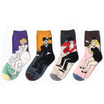 2017 Fashion Men&Women Oil painting Arts Funny Socks Marilyn Monroe Madonna Chaplin Jackson Play boy Stars Portrait Socks
2017 Fashion Men&Women Oil painting Arts Funny Socks Marilyn Monroe Madonna Chaplin Jackson Play boy Stars Portrait Socks