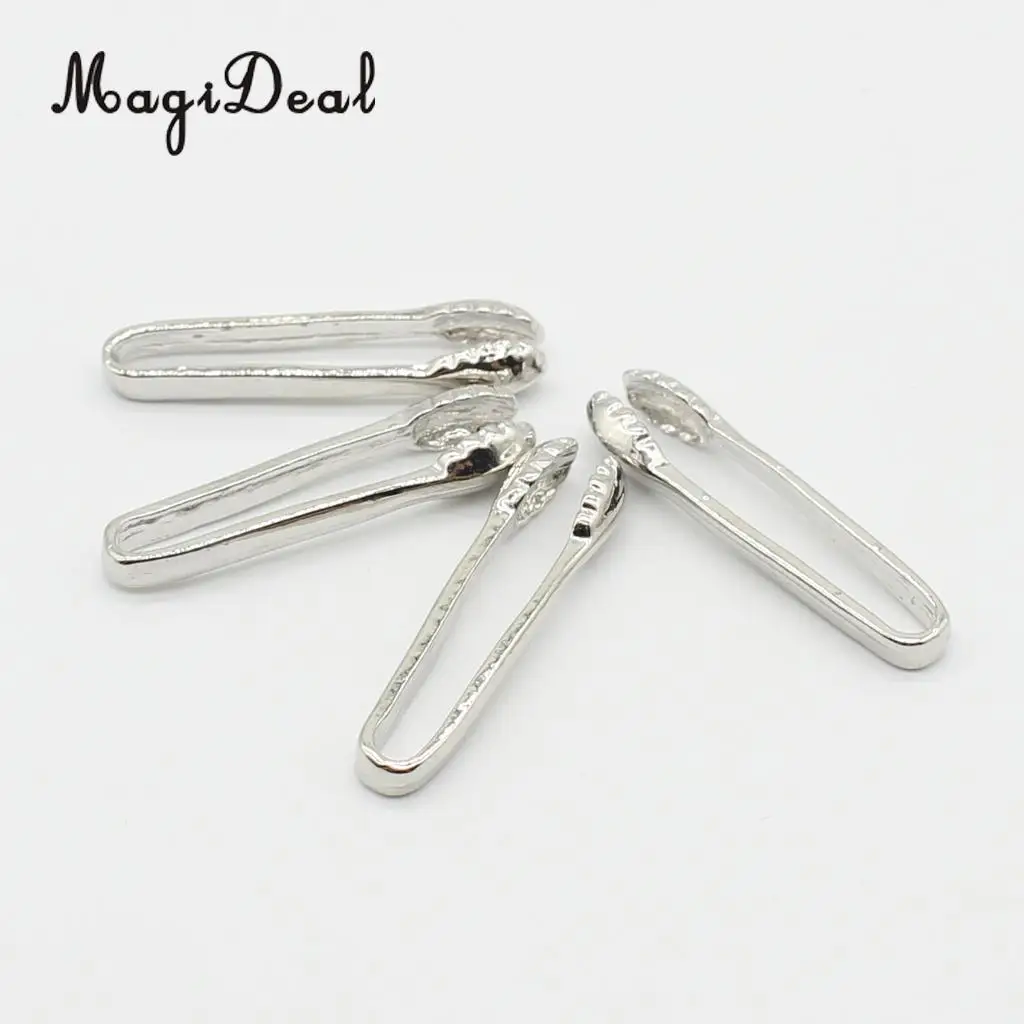 Set of 4 Pieces Miniature Metal Food Clip Tongs Cookware for 1/12 Dollhouse Kitchen Accessories