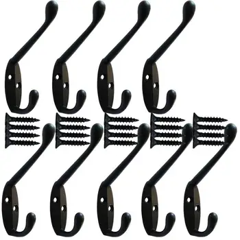 9 Pack heavy duty Coat Hooks Wall Mounted for Hat hardware Dual Prong Retro Coat Hanger with 20 Screws Black Color
9 Pack heavy duty Coat Hooks Wall Mounted for Hat hardware Dual Prong Retro Coat Hanger with 20 Screws Black Color