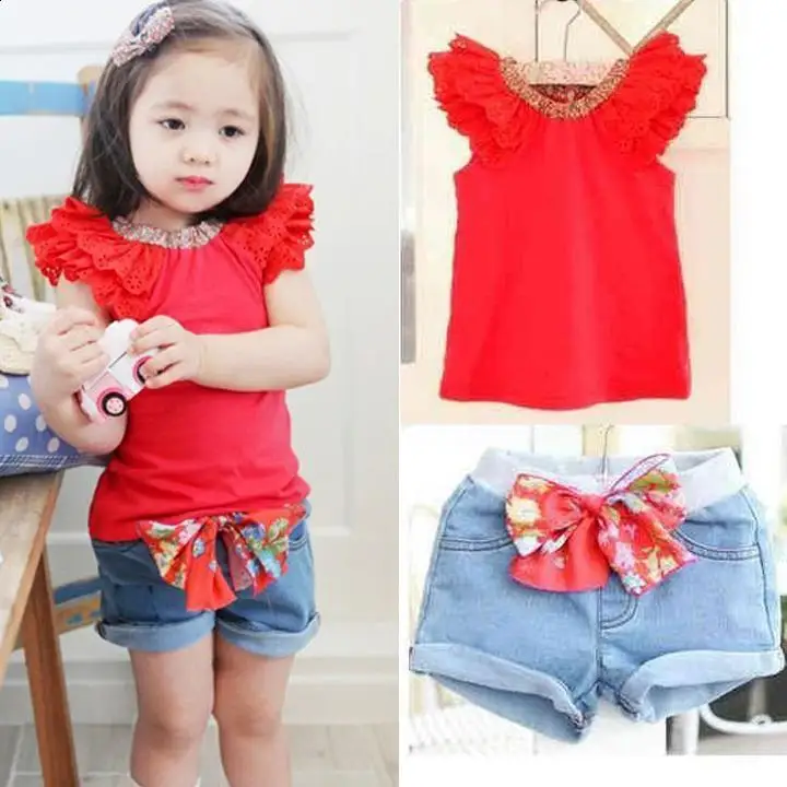 Girl's Baby Kids Sleeve Pants Children Short Cap Tops Set and |