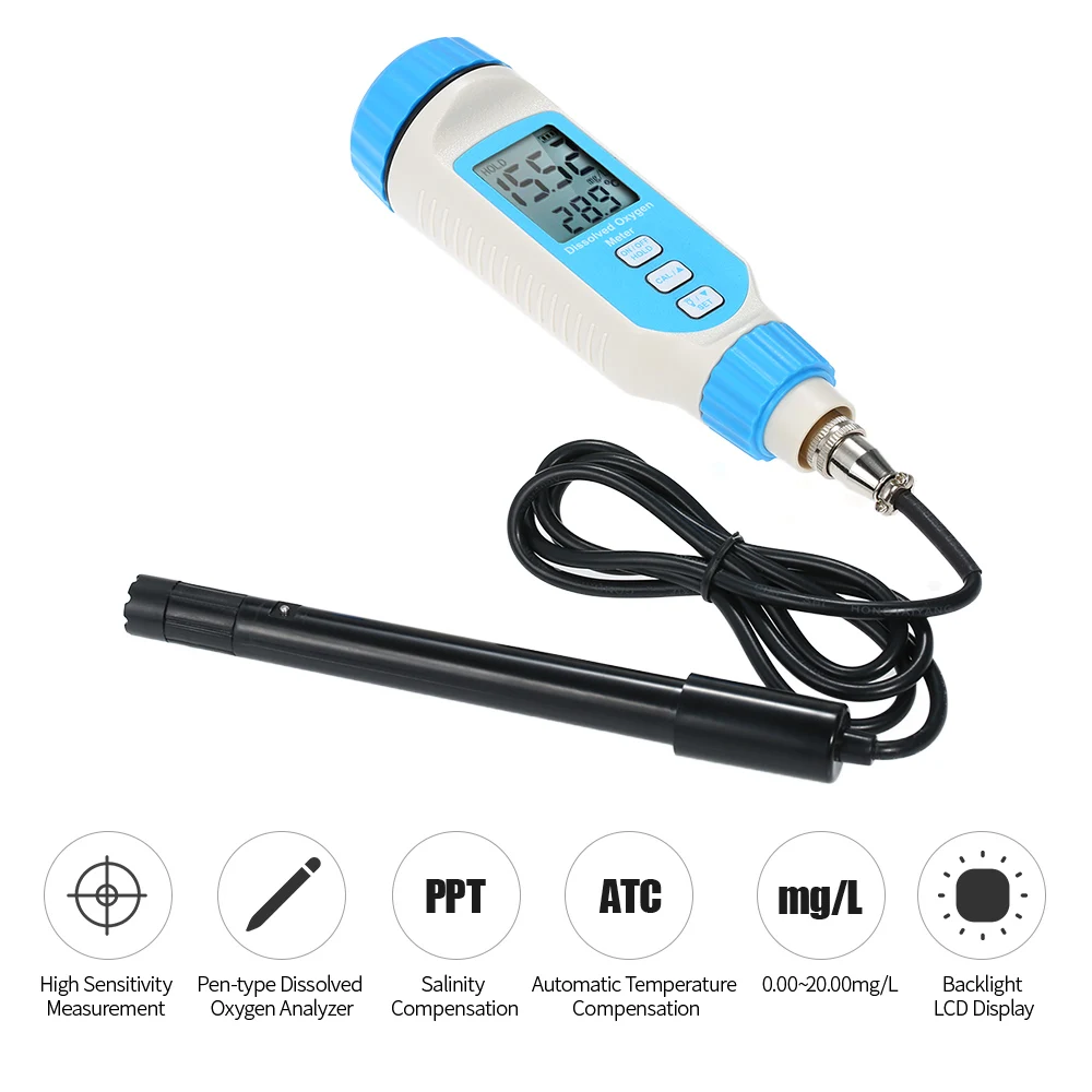 2 In 1 Digital Dissolved Oxygen Detector Thermometer DO Meter Pen Water Quality Tester Analyzer With ATC Function Backlight
2 In 1 Digital Dissolved Oxygen Detector Thermometer DO Meter Pen Water Quality Tester Analyzer With ATC Function Backlight