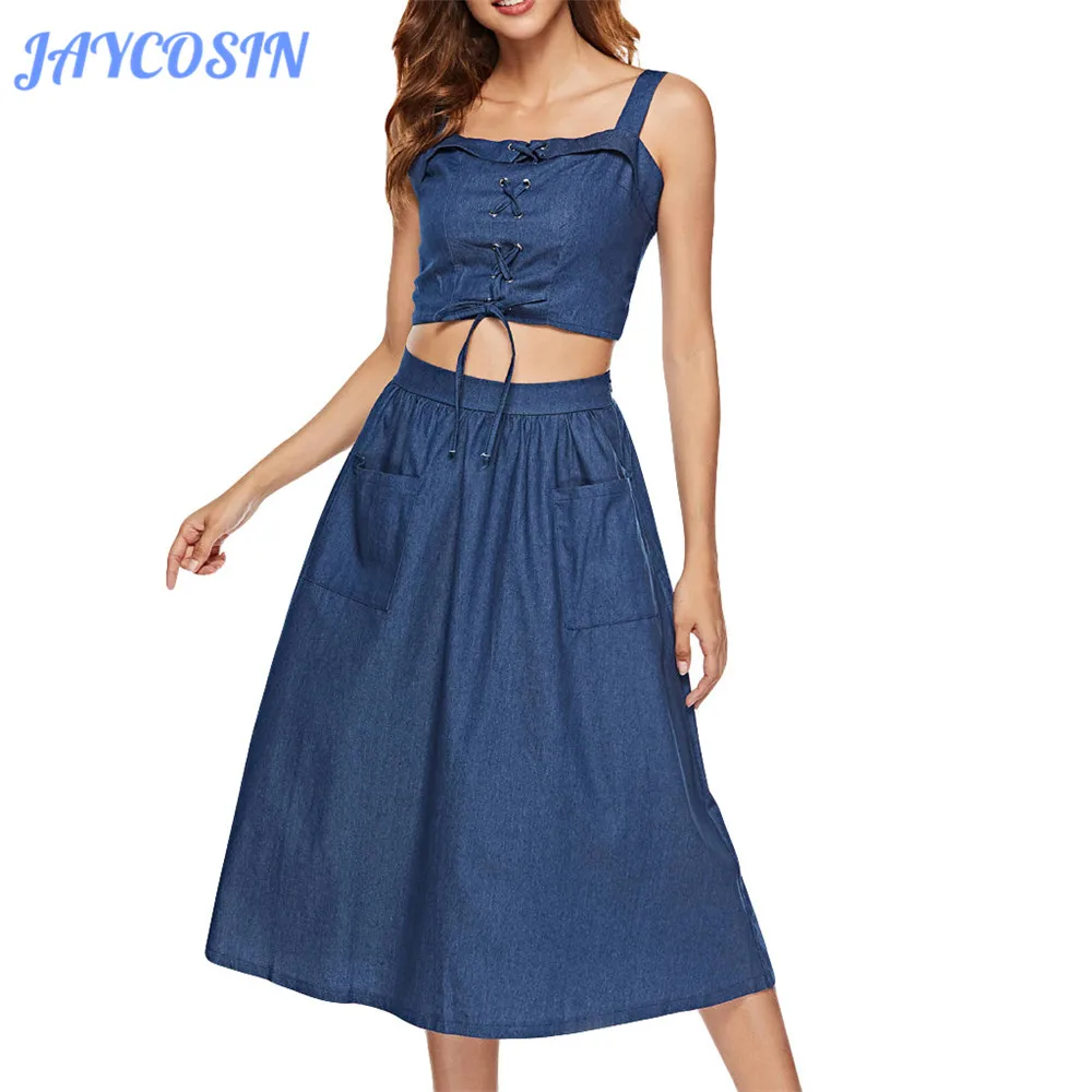 JAYCOSIN Women Set Clothes Sexy Two Piece Set Sling Off Shoulder Denim top T-shirt + High Waist Denim Pocket Skirt Matching Sets
JAYCOSIN Women Set Clothes Sexy Two Piece Set Sling Off Shoulder Denim top T-shirt + High Waist Denim Pocket Skirt Matching Sets