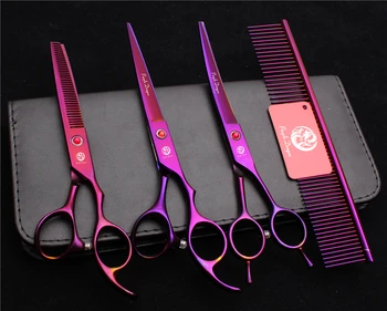 4Pcs Suit 7'' 19.5cm JP Professional Pets Hair Hairdressing Scissors Comb +Cutting Shears +Thinning +UP Curved Shears Kit Z3002 
4Pcs Suit 7'' 19.5cm JP Professional Pets Hair Hairdressing Scissors Comb +Cutting Shears +Thinning +UP Curved Shears Kit Z3002